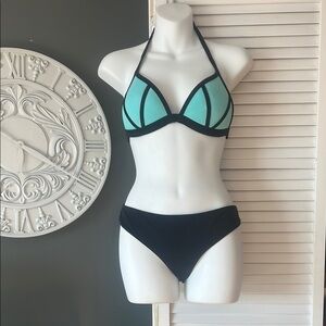 Victoria's Secret Teal and Black Bikini Set